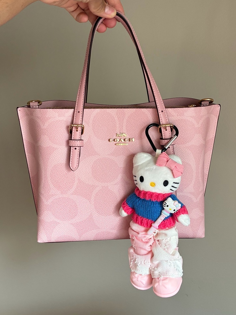 Hello Kitty Pink White Plush Fashion Diva Keychain Bag Charm